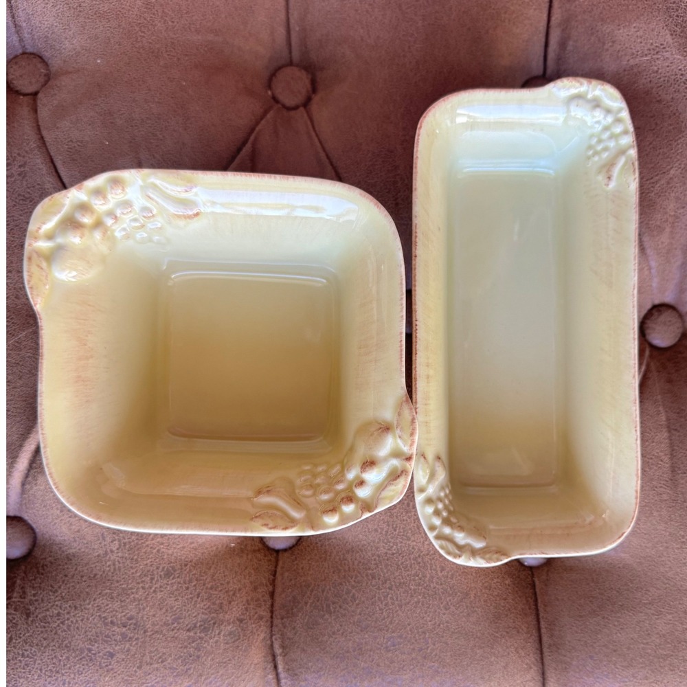 Casa‎ Stone Madeira Harvest Yellow Portuguese Stoneware Set of 2 Small Pieces